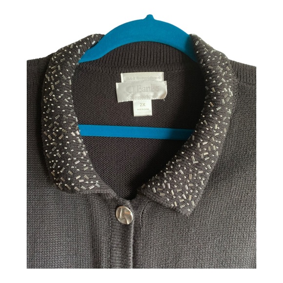 CJ Banks 🪩Sparkly Hand-Beaded Cardigan With Silvertone Buttons- Beautiful! - Picture 3 of 4
